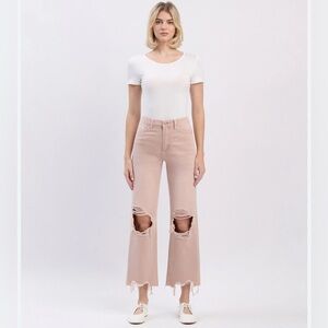 High Rise Wide Leg Crop Flare Jeans